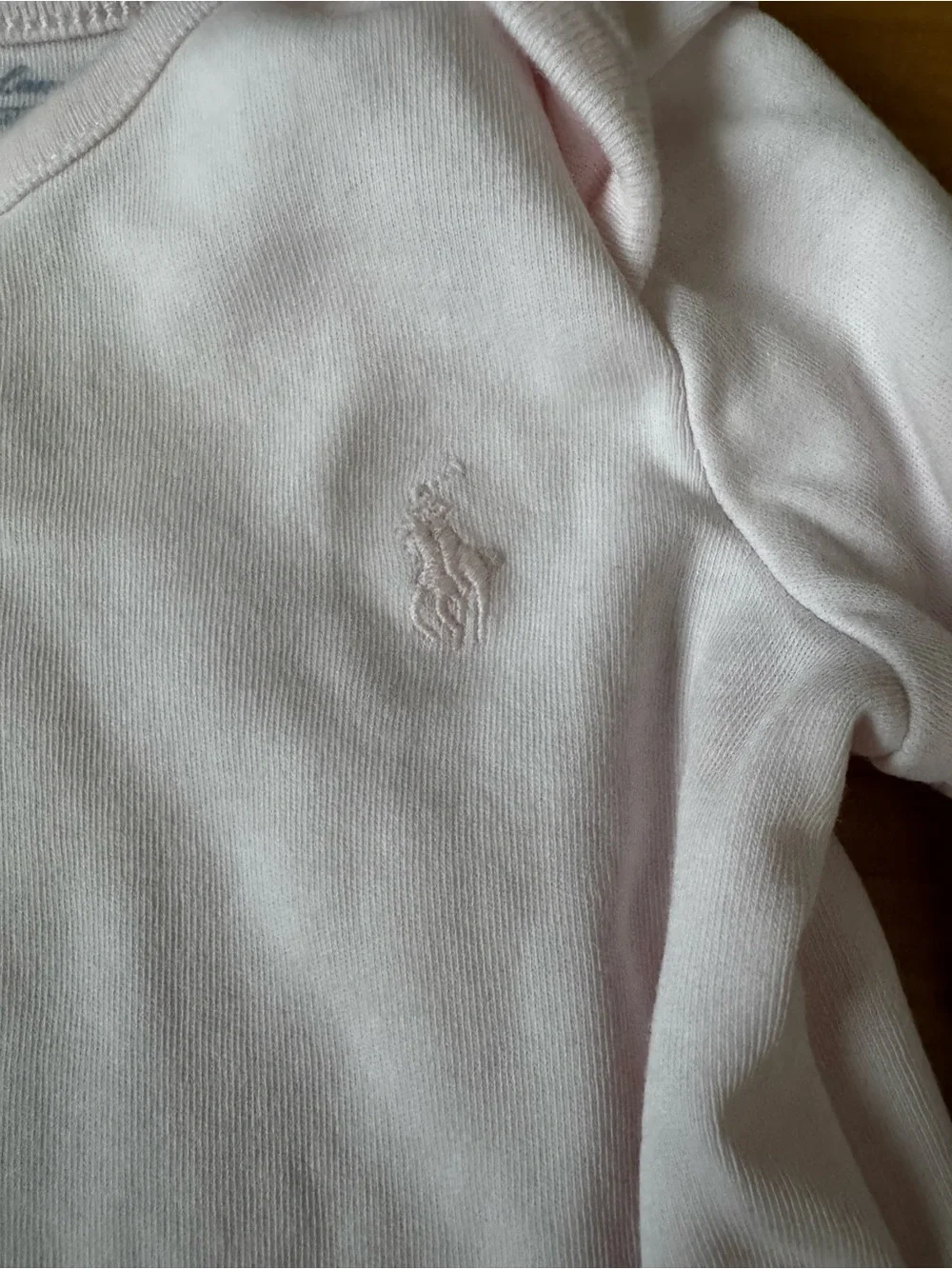 Ralph Lauren Baby Girl Cotton Interlock Long Sleeve Tee in Delicate Pink 3-6 Mo